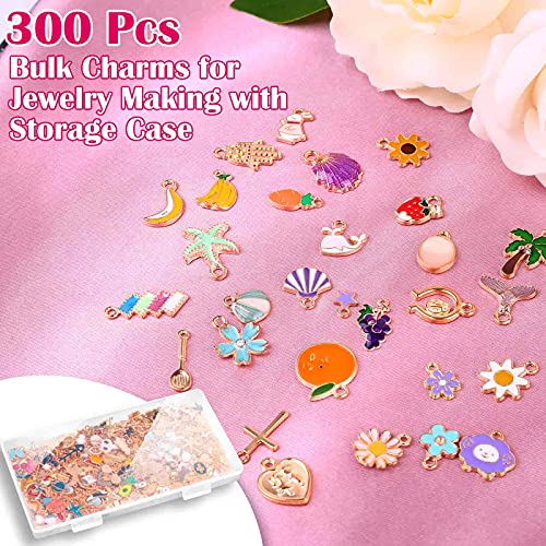 300Pcs Charms for Jewelry Making, Wholesale Bulk Assorted Gold-Plated Enamel Charms Earring Charms for DIY Necklace Bracelet Jewelry Making and Crafting