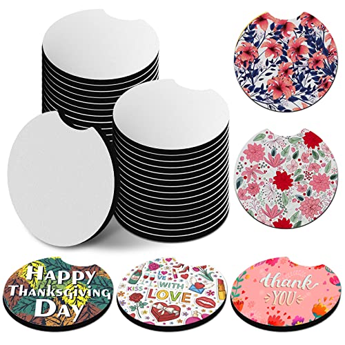120 Pcs Sublimation Blanks Car Coasters Mckanti 2.75 Inch 5mm Car Coasters Blanks with Fingertip Grip for Thermal Sublimation DIY Crafts Cup Holders