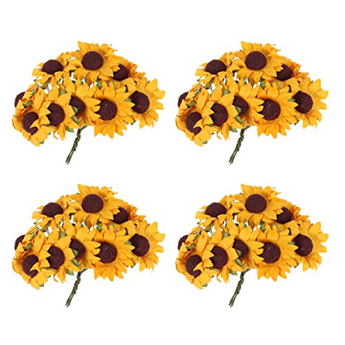 100pcs Chic Mini Artificial Paper Sunflower fake sunflower sunflowers artificial flowers Wedding Decor Craft DIY (Orange)