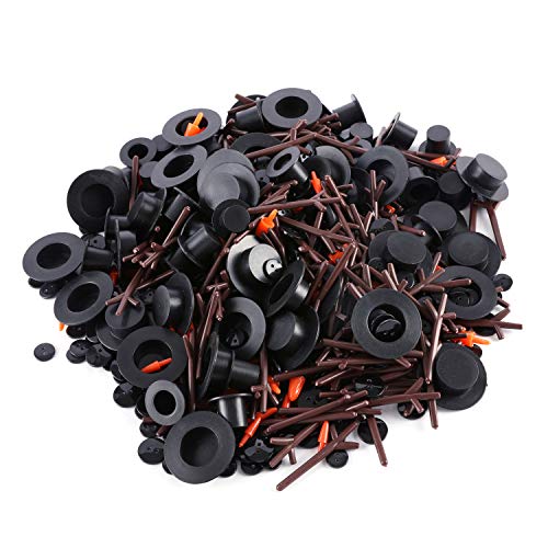 800pcs Christmas Snowman DIY Craft Kit Including 80 Mini Black Top Hats, 80 Carrot Snowman Noses, 160 Snowman Hands, 480 Tiny Black Buttons for Christmas DIY Snowman Crafting, Sewing, Party Supplies