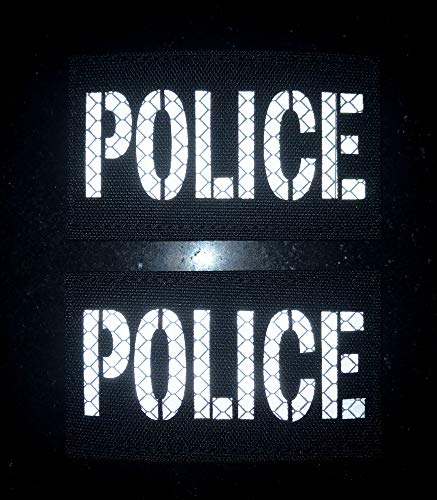 2x3.5" Reflective Police Patch Reflective Back Panel Police Patch with Hook and Loop (2 Pack)