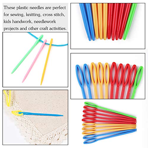 50 PCS Large Eye Plastic Needles(3.5Inch/9cm), Blunt Needles Learning Needles, Safety Plastic Lacing Needles for Kids and Sewing Handmade Crafts