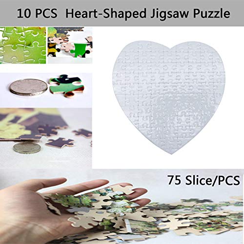 10 Sets Blank Sublimation Heart-Shaped Jigsaw Puzzle with 75 Pieces DIY Heat Press Transfer Crafts Thermal Transfer Puzzle Wholesale Thermal Transfer Pearl Puzzle Blank Puzzle