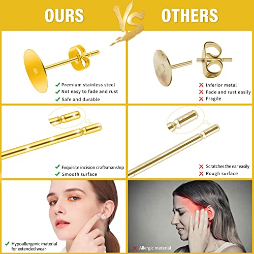 3202Pcs Earring Posts and Backs, modacraft Hypoallergenic Stud Earrings Making Supplies Kit Including Stainless Steel Earring Post Earring Backs, Rubber Earring Backs, Jump Rings for Jewelry Making
