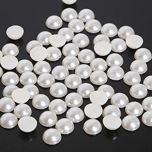 Lifestyle-cat 80pcs 12mm Cabochon Faux Dome Round Flatback Pearl Beads Half Pearls Beads for DIY Crafts Making (Ivory)