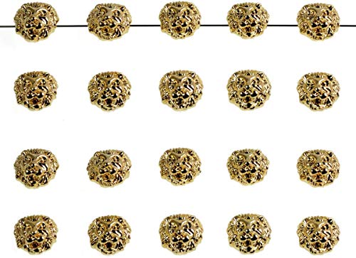 AD BEADS 20pcs Solid Copper Metal Gold Plated 12x12mm Lion Head Gold