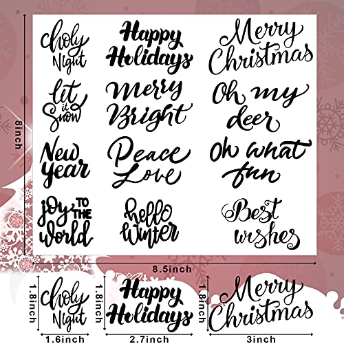 24 Sheets Christmas Words Vinyl Decals Holiday Letter Greeting Sticker Christmas Ball Bottle Decal Black Words Ornament Sticker Farmhouse Window Stickers for Christmas Ball Bottle Wall Window Decor