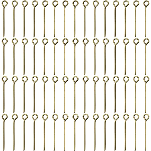 Shapenty 1000PCS Mini Metal Wire Eyepins Beading Small Open Eye Head Pins Needles Bulk for DIY Craft Bead Earring Pendant Necklace Bracelet Keychain Jewelry Charm Finding Making (20mm, Bronze)