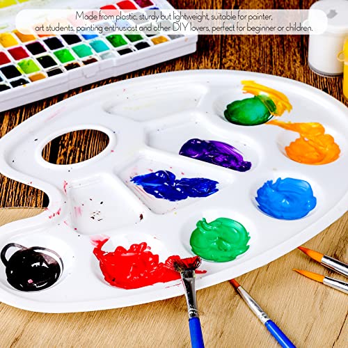 Oval Paint Tray Palettes, FANDAMEI Plastic Paint Tray Palette, Paint Palettes Paint Pallets with Thumb Hole for Adults & Kids, for Painting or DIY Craft Class, White, 2 PCS