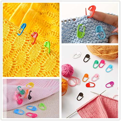 Stitch Markers 10 Colors Knitting Crochet Locking 160Pcs Stitch Needle Clip Counter with 3 Plastic Needle Randomly (Multicolor-160 pcs)