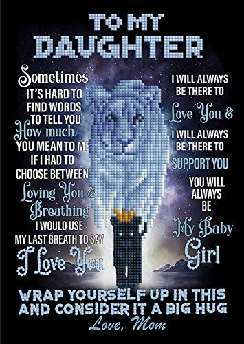 Cenda DIY 5D Diamond Painting by Number Kits, Partial Round Drill for Adults Kids, Lion Diamond Art Craft for Home Wall Decor (Words to My Daughter) 11.8x15.7 in