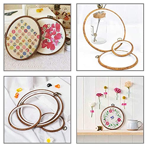 guofa 5Pieces 5.3 inch Oval Embroidery Hoops - Resin Decorative Cross Stitch Hoop Set, Imitated Wood Embroidery Oval Hoops Display Art Craft Hanging Decoration