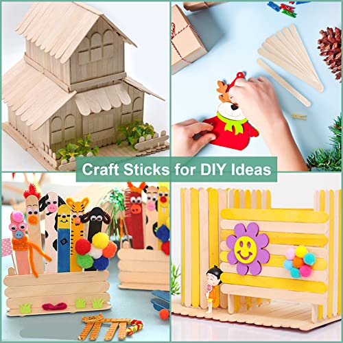 Acerich 200 Pcs Craft Sticks, Popsicle Sticks Ice Cream Wooden Sticks 4.5 Inch Length Treat Sticks for DIY Crafts, Mixing, Waxing
