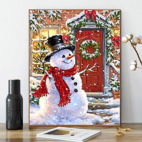 Kimily DIY Paint by Numbers for Adults Kids Christmas Paint by Numbers DIY Painting Acrylic Paint by Numbers Painting Kit Home Wall Living Room Bedroom Decoration Christmas Snowman