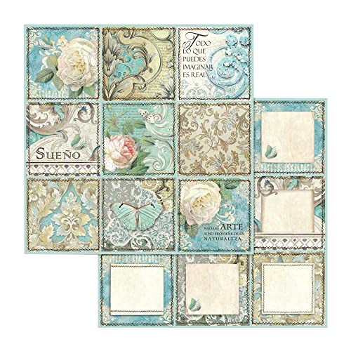 Stamperia International KFT Paper Pad 10 Sheets Double-Sided Azulejos, 30.5 x 30.5 (12" x 12"), Multicoloured