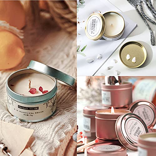 Candle Tins 8oz, 12Pcs Metal Candle Tins for DIY Candle Big Candle Container Tins for Candle Making Light Blue Champagne Rose Gold Cantainer Tins