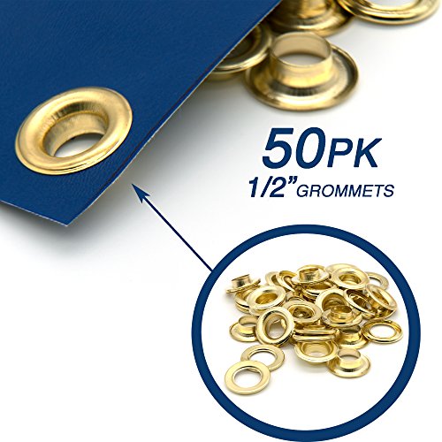 Ram-Pro 1/2" Brass Grommets Eyelets with Washers Kit, Solid Metal Antique Style Eyelet Repair Replacement Pack, Sets of 25