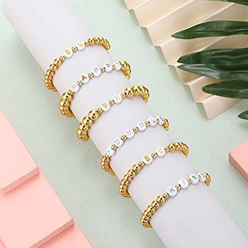 1000 Pieces Round Acrylic Alphabet Beads Letter Beads Flat Round Disc Coin Pony Beads 4 x 7 mm Beads for DIY Bracelet Necklace Jewelry Making Supplies (White with Gold/Colorful Letter)