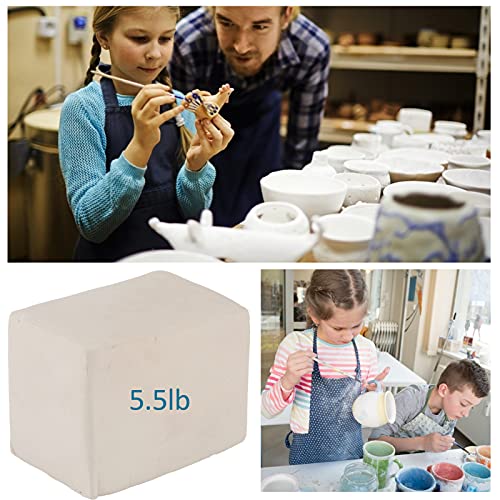 5.5 lbs Special White Natural Air-Dry Clay- Non-Toxic Self Hardening Pottery Clay with 5 Pieces, All-Purpose Modeling Clay for Children Adults Sculpting Ceramic Art Class DIY Crafts(for 3+ Years Kids)