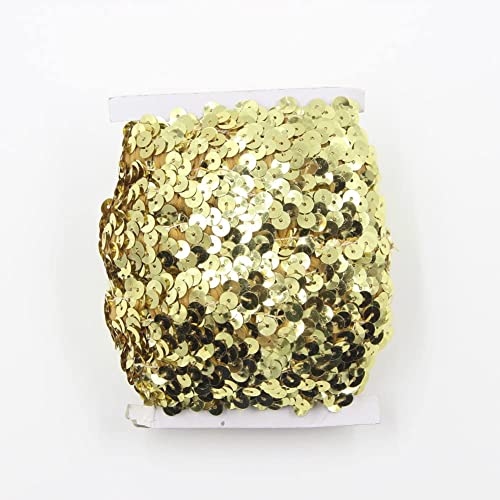 Yontree 10 Yards Elastic Sequin Ribbon Trim,Metallic Stretch Sequin Trim,Spangle Paillette Sequins Roll,Glitter Sequin Trim for Sewing Dress Headband,Crafts,Embellishments,Costume Accessories