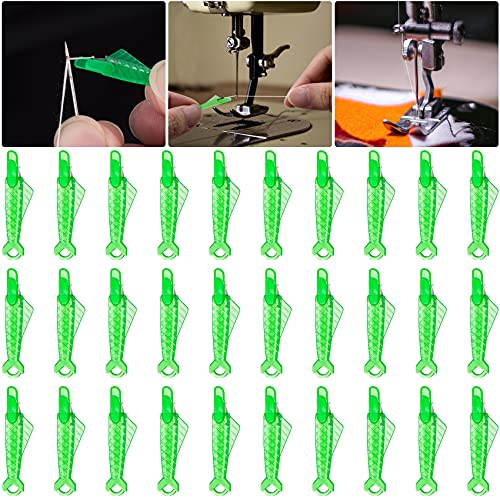 PAGOW Sewing Needle Inserters, Fish Type Needle Threaders for Hand Sewing, Quick Sewing Threader Needle DIY Tool for Small Eyes, Embroidery Floss, Sewing Plastic Wire Loop (1 1/4 Inch)30 PCS