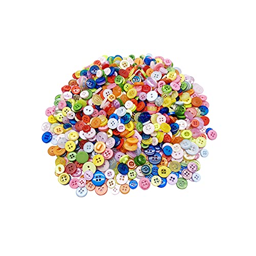 1000 Pcs Buttons, Assorted Sizes Round Buttons for Sewing DIY ,Children's Manual Button Painting, Mixed Colors