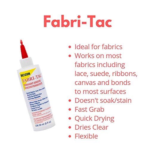 Beacon Adhesives Fabri-Tac Permanent Adhesive Fabric Glue, 8-Ounce, Clear