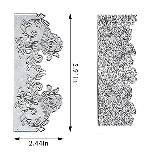 2PCS Decorative Flower Border Dies for Card Making, Flower Pattern Cutting Die for Scrapbooking on Clearance Paper Crafting Decor DIY Album
