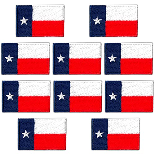 Small Texas Flag Patch (10-Pack), Embroidered Texas State Flag Patch Iron On Patch Applique, Texas Flag Patch, sew on for Cloth Uniform Hat Backpack Jacket Pants Accessories