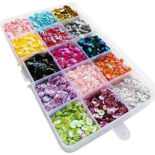 Chenkou Craft 1 Box 15000pcs 5mm Rainbow AB Cup Sequin Flake for Wedding Christmas Clothes Jewelry 15 Colors Sequins (Cup Sequins 15colors with Box)
