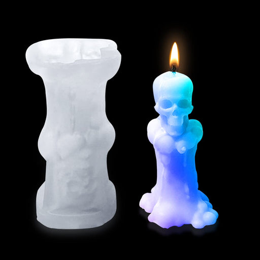 Zayookey Devil Silicone Candle Molds Column Candle Silicone Mold Pillar Halloween Skull Mold for DIY Aromatherapy Wax Candles Soaps Polymer Clay Plaster Making