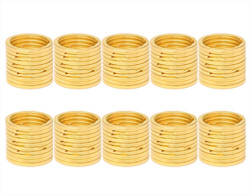 Shapenty 100PCS Gold Metal Key Rings Bulk Flat Split Key Chain Part Connector Keyring Clip Keychain Clasp Holder for DIY Craft Project and Home Car Keys Organization (Gold, 1 Inch/25mm)