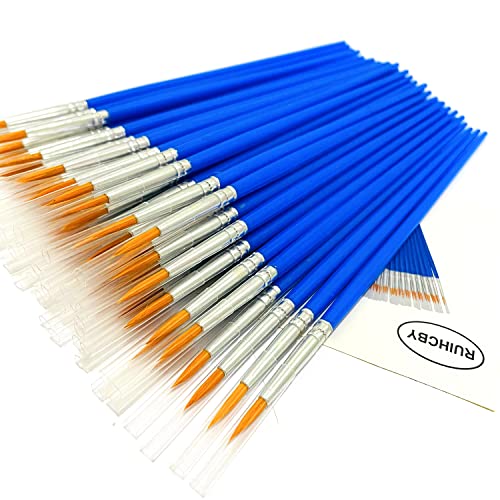 RUIHCBY Children's Art Paintbrushes,Little Painting Brushes for Kids with Flat and Round Tips 60 Pieces