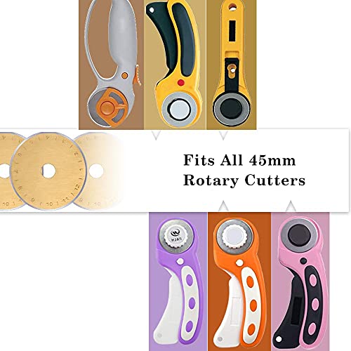 HEADLEY TOOLS Titanium Coated 45mm Rotary Cutter Blades 15 Pack Fits Olfa, Fiskars, Replacement Rotary Blade for Arts Crafts Quilting Scrapbooking Sewing, Sharp and Durable