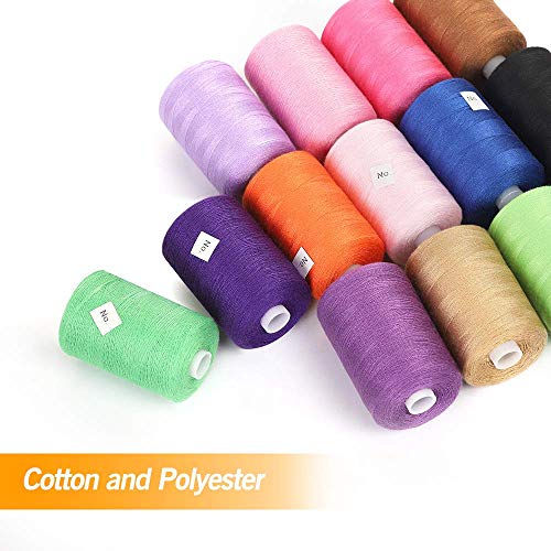 NEX Sewing Thread Assortment Cotton Spools Thread Set for Sewing Machine, 24 Colors 1000 Yards Each