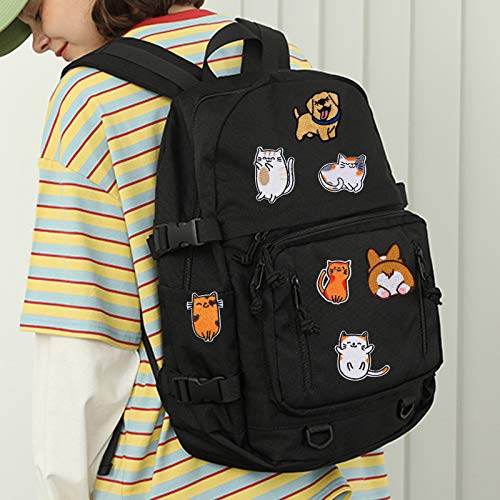 ROLEES Embroidered Iron on Patches, 22PCS Vivid Cute Cat and Dog Embroidery Patches for Dress Jeans Jackets Backpacks Sewing Flowers Applique DIY Accessory