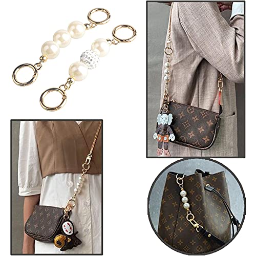 BEAULEGAN Purse Chain Strap Pearl Extenders for Handbag Shoulder Crossbody Bag 2 PCS (Gold)