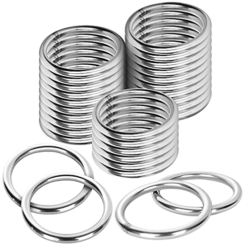 FVIEXE 30PCS Metal O Ring, 2 Inch / 50mm Welded O Rings Multi-Purpose Metal O Ring 304 Stainless Steel Welded Round Rings for Macrame, Camping Belt, Dog Leashes, Hardware, Bags and More Craft Project