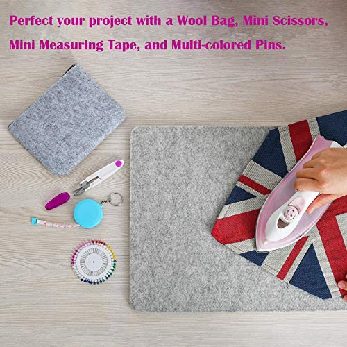 Rdutuok 17x13.5 Inches Wool Pressing Mat for Quilting Ironing Pad Pure Wool from New Zealand Easy Press Wooly Felted Iron Board for Retains Heat, Great for Quilting & Sewing Projects