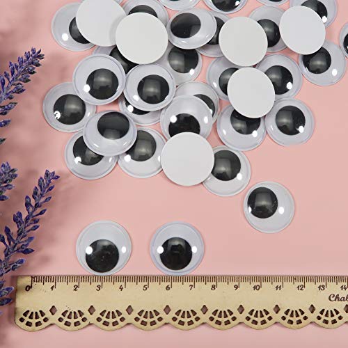 TOAOB 150pcs 1 Inch Plastic Wiggle Googly Eyes Self-Adhesive Black Round Sticker Eyes DIY Arts Crafts Scrapbooking Accessories