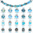 80 Pcs Assorted European Large Hole Beads, Spacer Glass Beads Rhinestone Metal Macrame Charms Supplies for DIY Crafts Bracelets Necklaces Jewelry Making(Blue)
