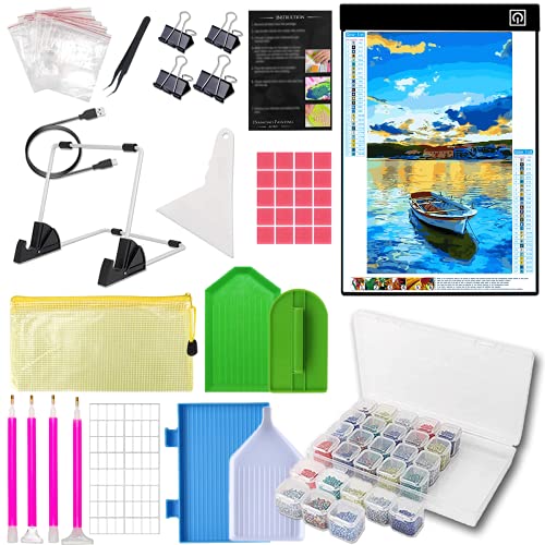 Innofans Diamond Painting Kits for Adults - 5D Diamond Painting Tools Kit LED Light Pad with Dotz Accessories Supplies Art Kits Painting Pen Dots All in 1 Craft Gift Dimond Paintings acceriores kit