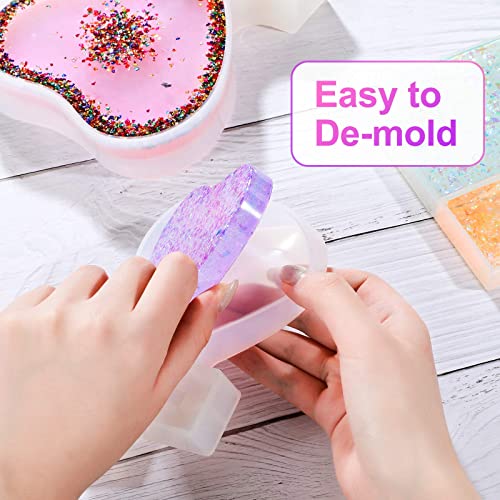 3 Pieces Resin Photo Frame Molds Heart Rectangle Shape Silicone Picture Mold for Casting, DIY Personalized Epoxy Photo Frame Mold for Crafts Table Home Decor