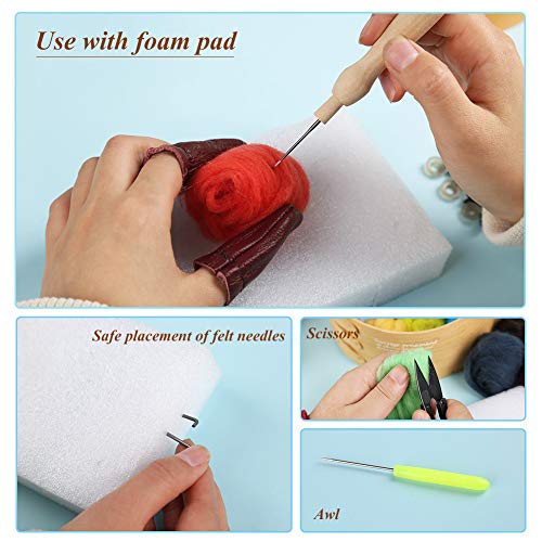 JUPEAN Felting Kit, Needle Felting Kit for Beginner, 60 Colors Wool Roving, Wool Felting Tool Kit with Felting Needles, Foam Mat, Needle Felting Supplies for DIY Felting