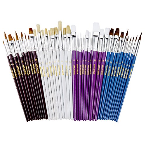 40 Pack Paint Brushes for Acrylic Painting Small Paint Brush Set Watercolor Brushes Oil Paint Brushes Detail Paintbrushes Face Paint Brushes Pinceles para Acrilico Paint Supplies