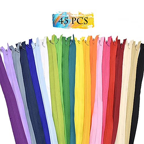 Renashed 45pcs 21.5 Inch Mix Nylon Invisible Zippers for Tailor Sewer Sewing Craft Crafter's Special 20 Colors (Mix Color)