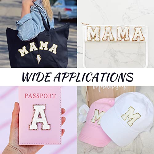 Iron On Letters Patches for Clothing Mama Decorative Repair Chenille Embroidered Patch Personalized Sew for Clothing Repairing Hats Shirts Shoes Jeans Bags Craft