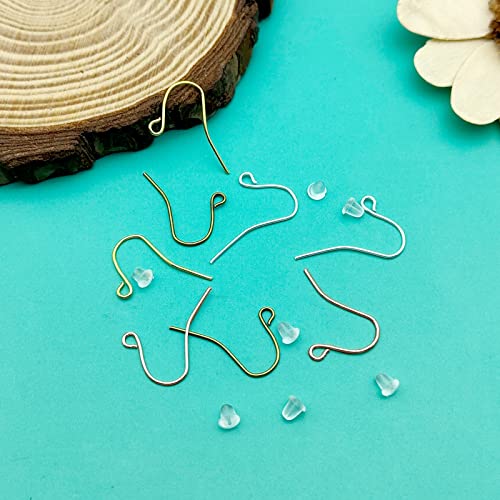 800pcs Earring Hooks for Jewelry Making,Includes 400pcs Hypoallergenic Earring Hooks and 400pcs Earring Backs,French Ear Wires for Women Girl DIY Craft(4 Colors)
