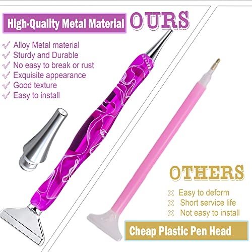 14PCS Diamond Painting Pen Accessories Tools Set, Exquisite Stainless Steel Metal Pen Tips,Ergonomic Diamond Art Drill Pen and 6 Painting Glue Clay,Comfort Grip and Faster Drilling (14PCS-Purple)