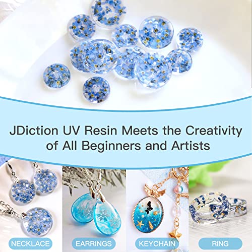 JDiction UV Resin 300g, Super Crystal Clear UV Resin Solar Cure Sunlight Activated Hard Resin Kit for Jewelry Making, Casting and Coating, DIY Crafts